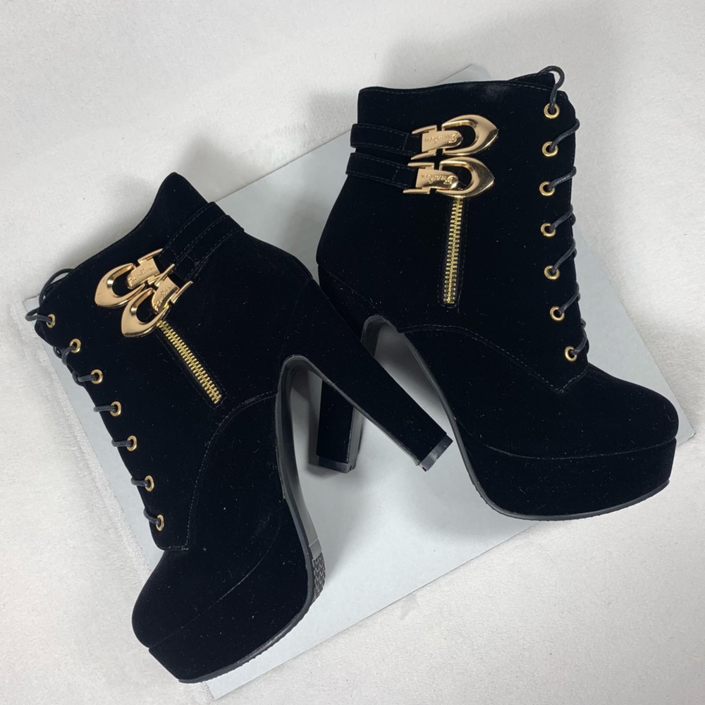 NEW ForeMode Women’s Round Toe Lace up Ankle Buckle Heel Platform Boot Size 8.5 - Picture 9 of 10